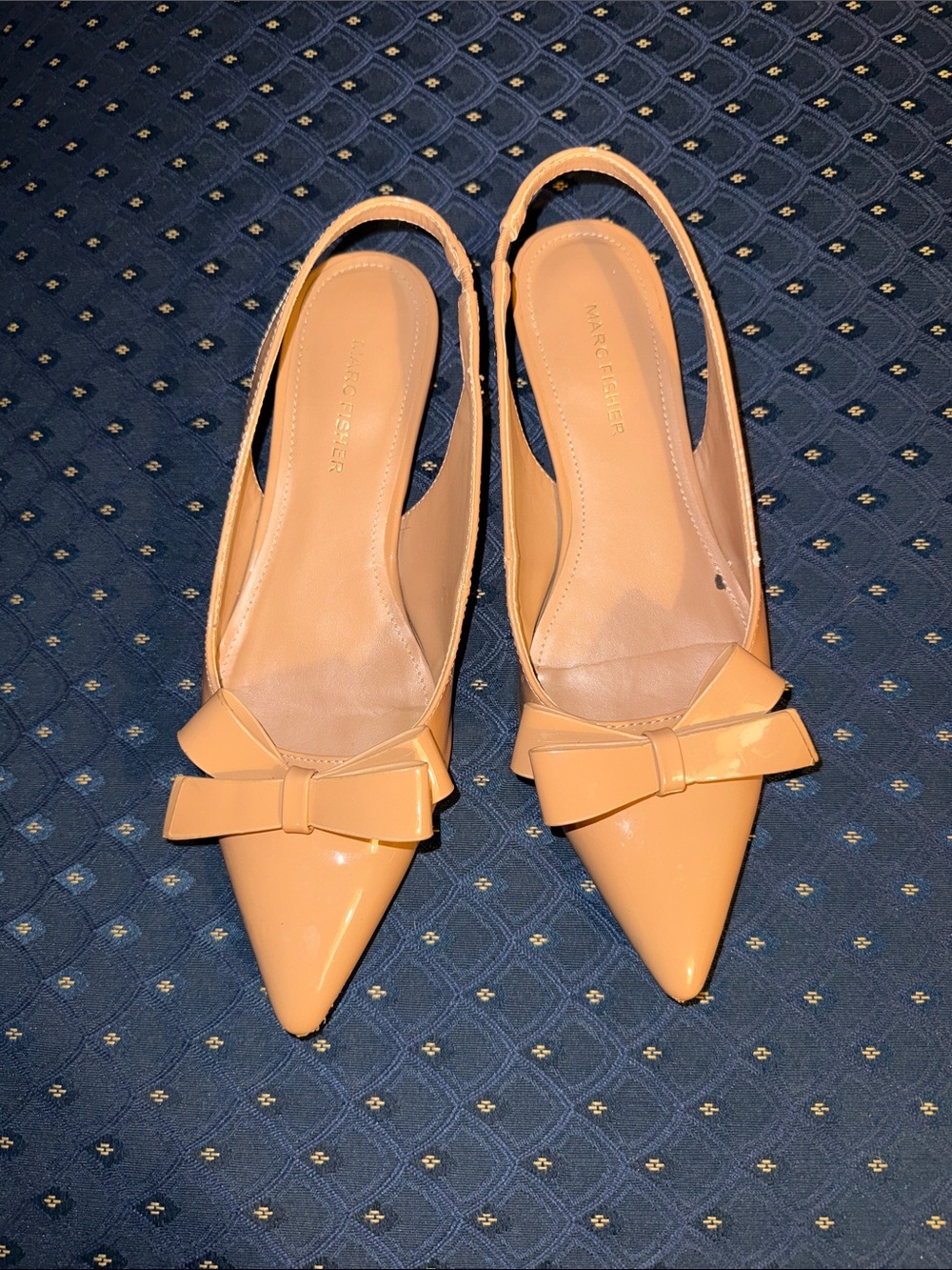 Marc Fisher Nude Patent Bow Slingback Flats